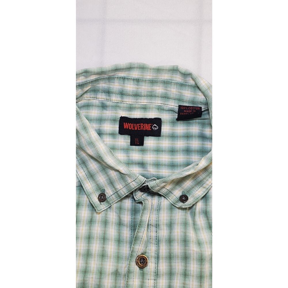 Wolverine Size XL Button Down Shirt Mens Green Cotton Blend Short Sleeve Ca13 - Picture 4 of 5